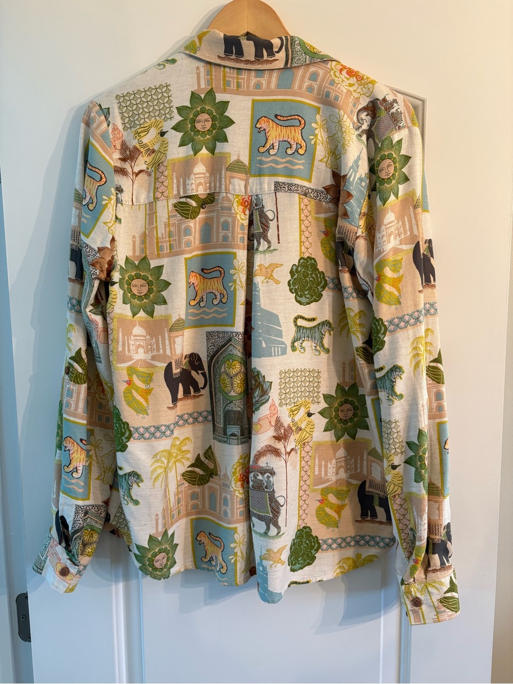 Women’s Printed Collared Long-Sleeve Top - Multi - Picture 2 of 5